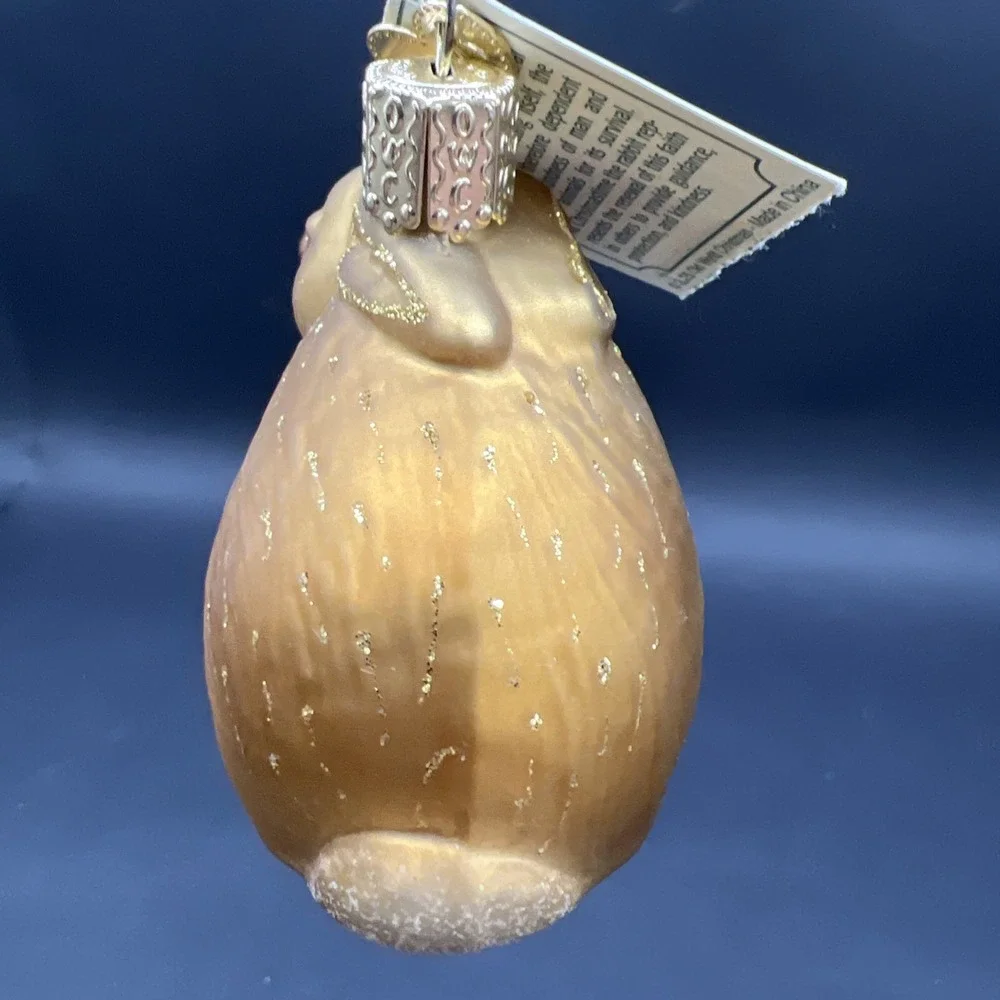 Vintage 2005 Old World Christmas Glass Ornament, Tan Cottontail Bunny